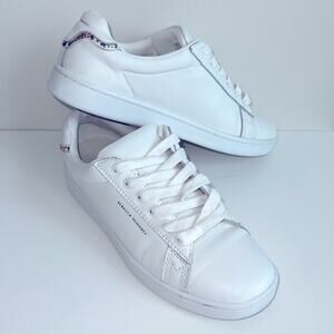 Rebecca Minkoff White Stacey Sneakers w Snake Trim size 6